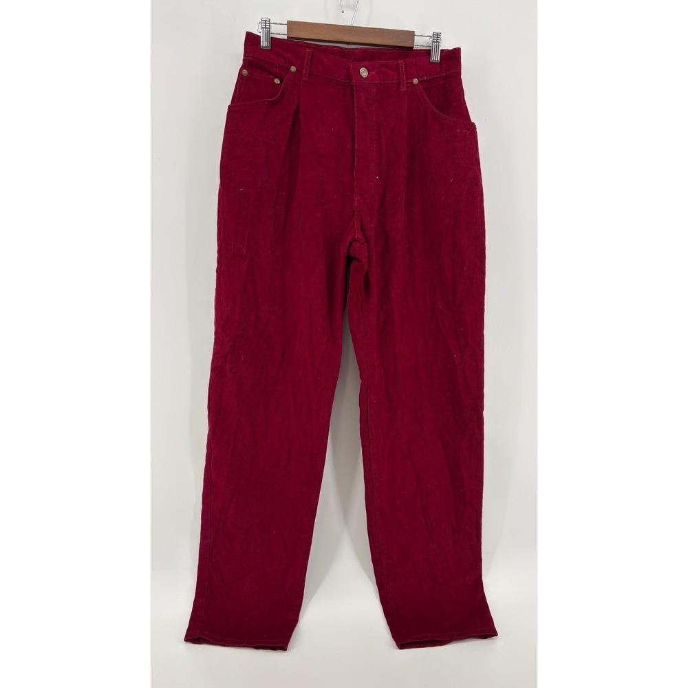 Lee Riders Pants Womens Maroon Corduroy Pleated Front High Rise Straight Vintage